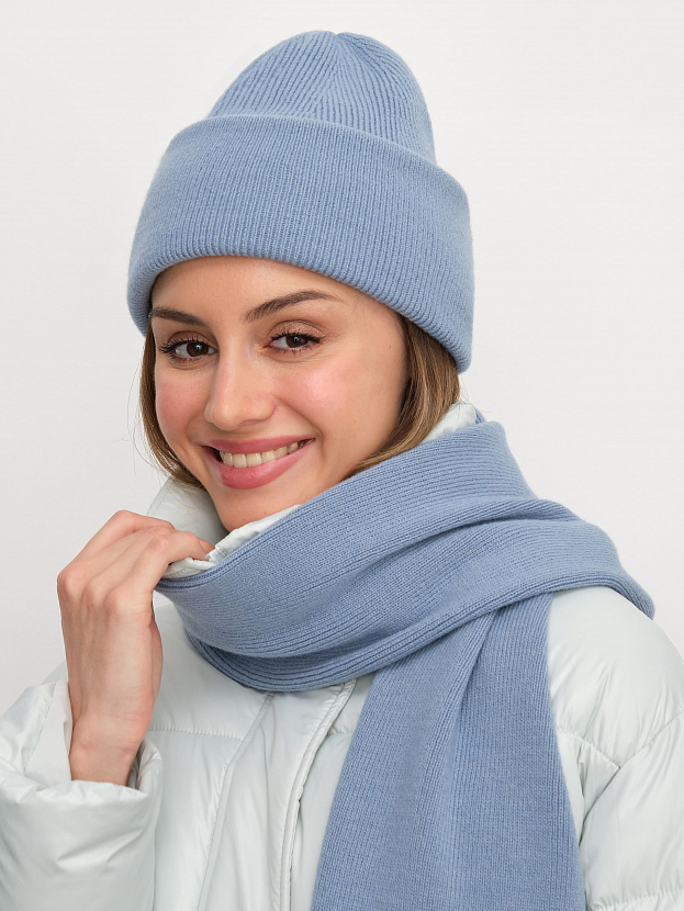 Квартет комплект (шапка+шарф) трикотажный (голубой, 56-58)