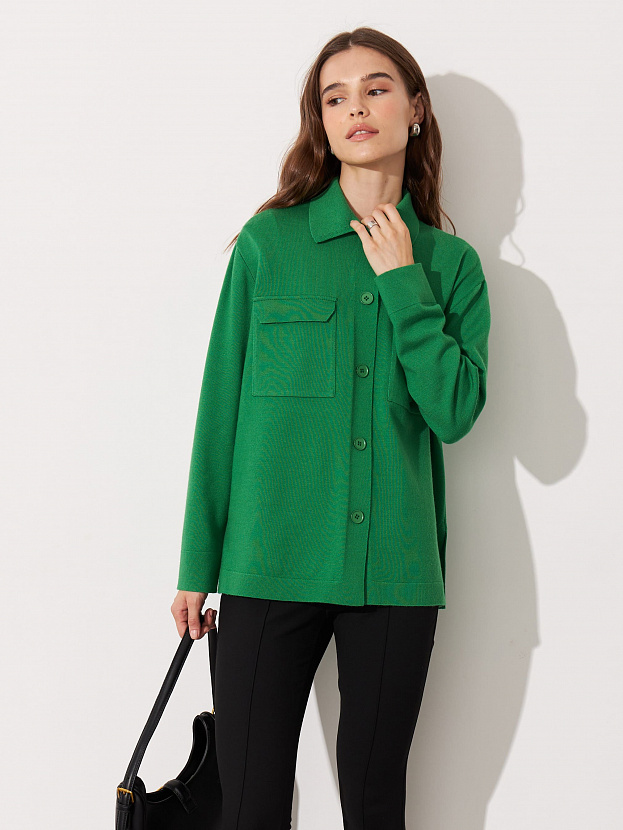 Джем кардиган (рубашка) трикотажный (ярко-зеленый, 44-46)