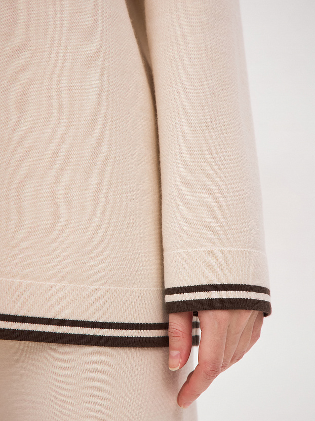 Скандинавия джемпер(поло) трикотажный (кремовый, 44-46)