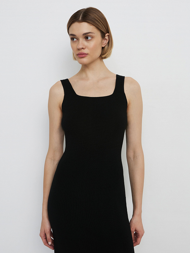 Каре платье трикотажное (черный, M (46))