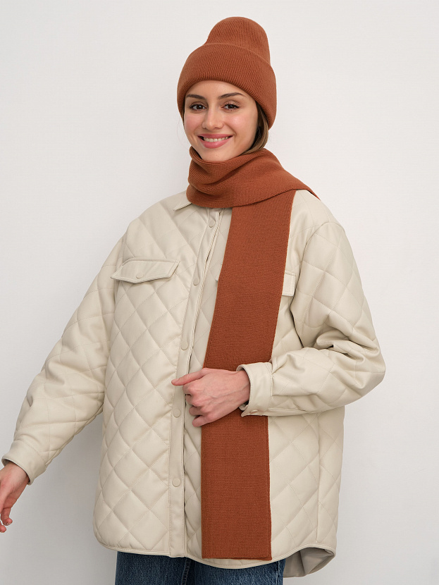 Квартет комплект (шапка+шарф) трикотажный (терракотовый, 56-58)