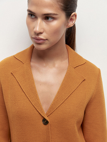 Жакет полуприталенный из шерсти мериноса Имбирь