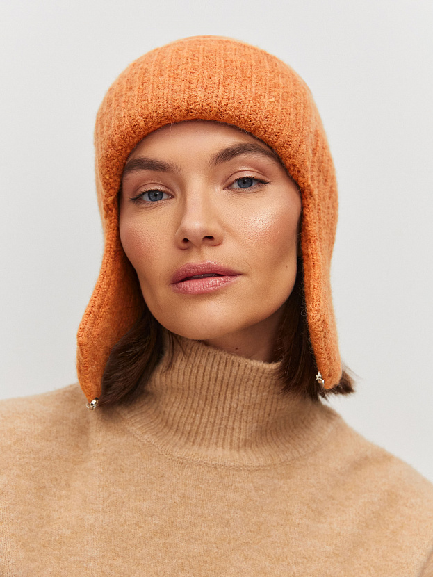 Онтарио шапка-ушанка трикотажная (оранжевый, 56-58)