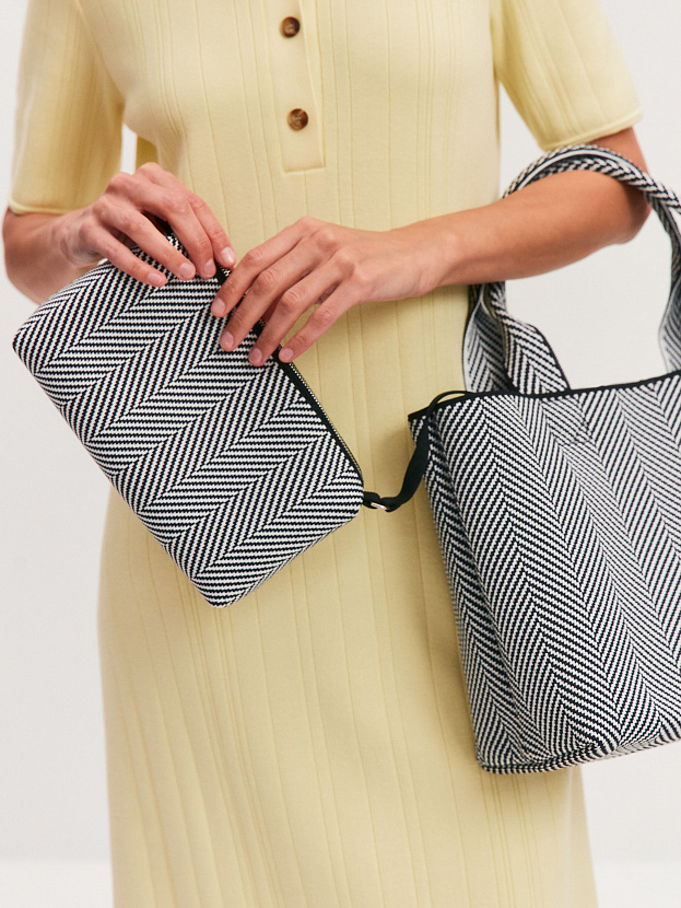 Сумка с косметичкой 2025-Е02 (черный/белый)