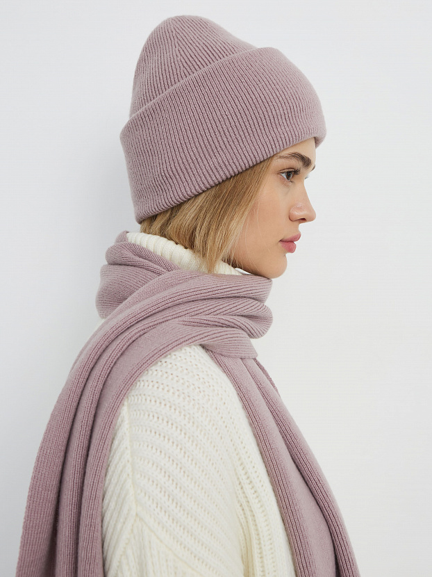Квартет комплект (шапка+шарф) трикотажный (розовато-серый, 56-58)