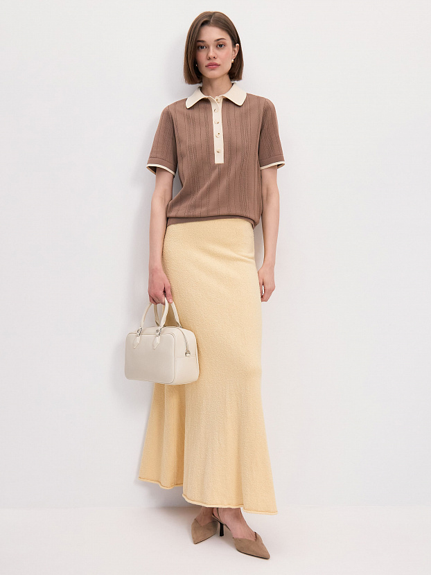 Либерти джемпер (поло) трикотажный (какао/кремовый, 44-46)