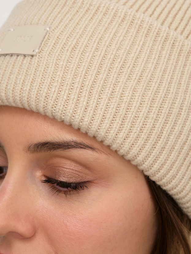 Спейс комплект (шапка+шарф) трикотажный (кремовый, 56-58)